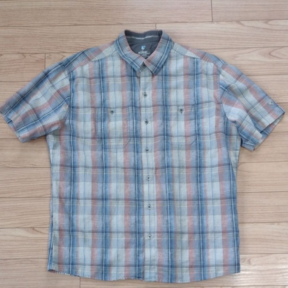 Kuhl Skorpio Multicolor Plaid Short Sleeve Button Down Shirt Size XL